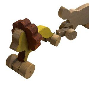 Wood Handmade Animal Train Grandpa Craft Unfinished Toy